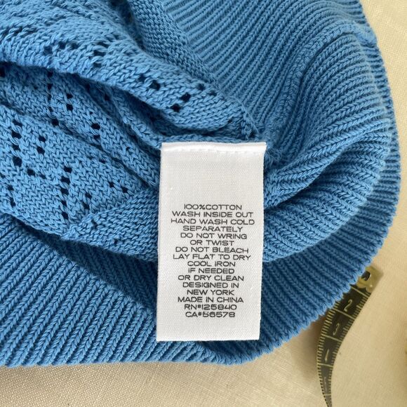 INTERMIX Sz S Pointelle knit Cotton  blue long sleeves - Picture 8 of 8